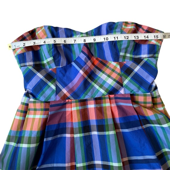 Maeve Anthropologie Plaid Strapless Dress Size 4 - Picture 8 of 14